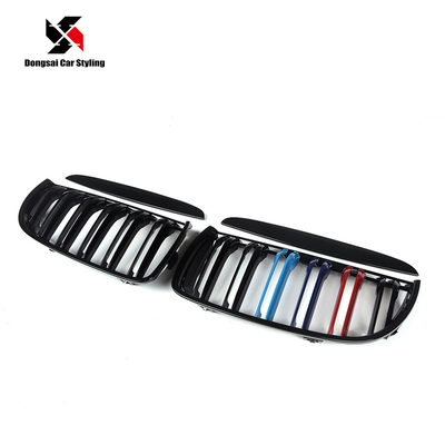Double Slat M Color ABS Front Bumper Kidney Mesh Grill For BMW 3 Series E90 E91 335i 2005 - 2008