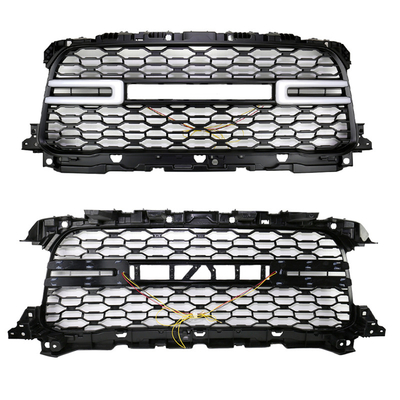 ABS Front Grille Fitted For 2019-2021 Dodge Ram 2500 Front Grille Mesh Grille Led Emblem LED Lights Modified Rebel Style Black